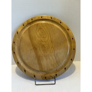Vintage‎ Woodbury's Woodware Hand Turned Wooden Bowl 14" Vermont Maple Plate